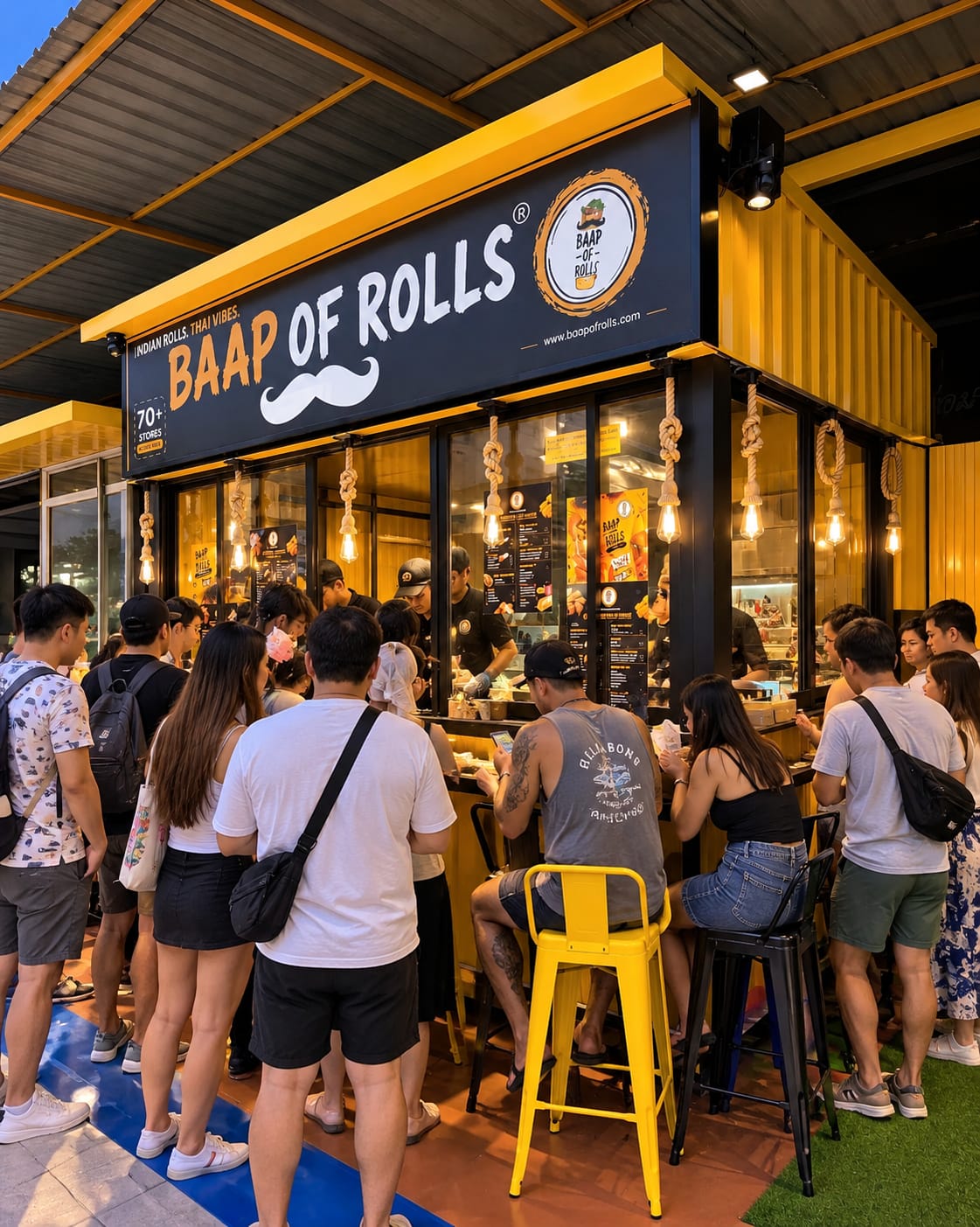 Baap Of Rolls branded outlet frontage and customer service area